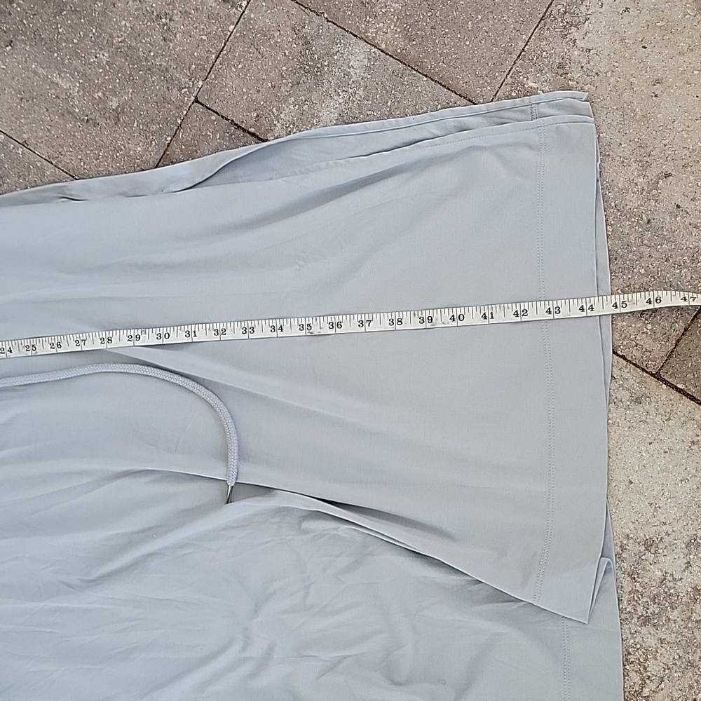Everlane Cotton Tee Dress Tie Front Sz M Blue Gray One Side Slit Relaxed Fit - Picture 8 of 12